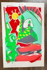 ABSTRACT SIGNED PRINT - SERIGRAPH - SIGNED - 38" X 25" - COLOR.