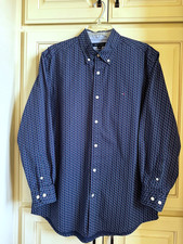 Mens TOMMY HILFIGER Navy w/red  white squares LS Button up Collared Shirt Sz L