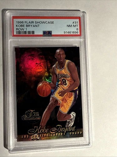1996 FLAIR SHOWCASE 31 KOBE BRYANT ROW 1 ROOKIE CARD RC PSA 8 LA LAKERS HOF