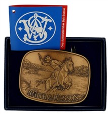 New Brass Smith Wesson Cowboy Outlaw Lawmen SW Revolver Gun Western Belt Buckle