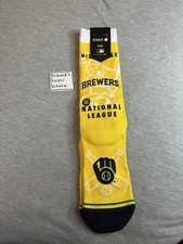 NEW Stance x MLB Milwaukee Brewers Crew Socks Hey Batter Men's LARGE 9-13 NWT