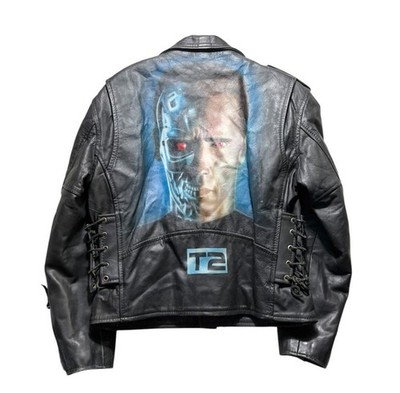 L.A.Roxx Terminator 2 Vintage Double Leather Jacket M-L Size
