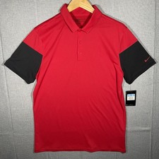 Nike Golf Dri-Fit Performance Polo Shirt Men's SIZE M Red Black Swoosh NWT