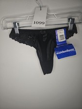 Maidenform 100 Nylon Black/Silver Panties Lace Detail Style 1730BK Size Med.