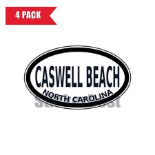 North Carolina Caswell Beach Oval Sticker 4 Pack 3x2 Inch
