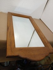 Vintage Solid Oak Wall Mirror 31 x 16" Colonial Entryway Bath