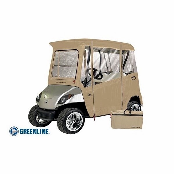 Custom Drivable 2 Person Golf Cart Enclosure Cover for Yamaha Drive - TAN