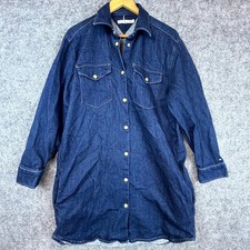 Tommy Hilfiger Shirtdress Womens 8 Blue Denim Western Oversized Y2K Utility