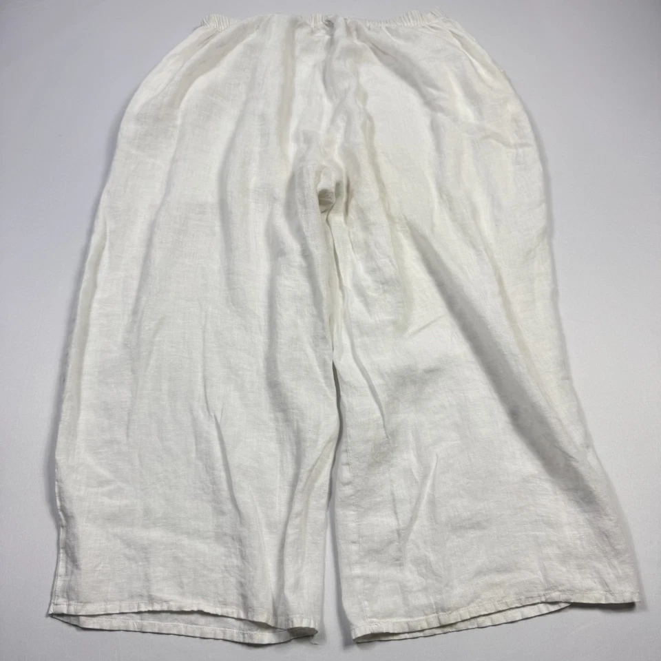 FLAX Linen Baggy Pull-On Capri Pants White Women's Size 2G - Image 2 of 4