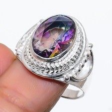 Mystic Topaz Gemstone Handmade 925 Sterling Silver All Size Ring For Gift