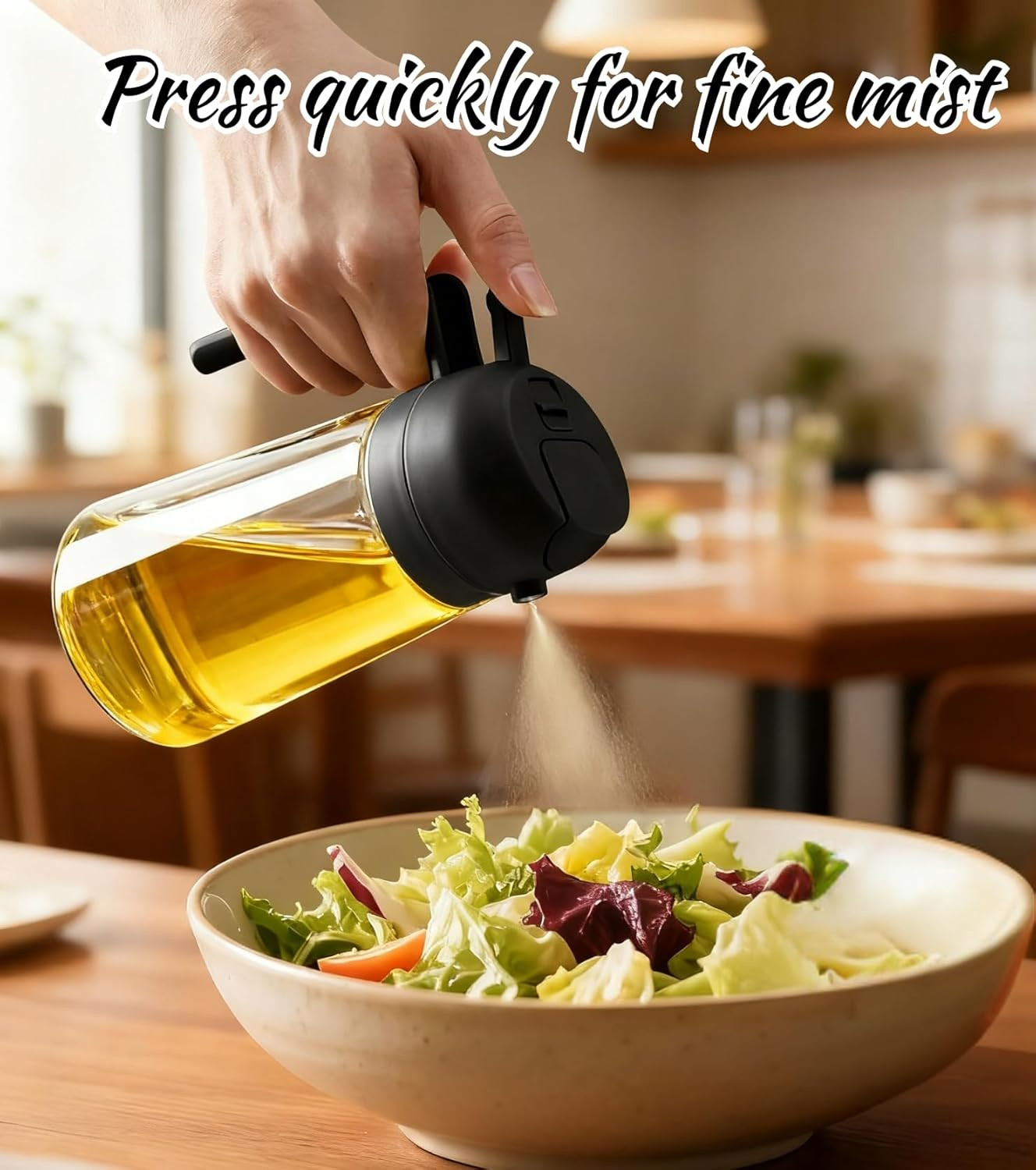 2 Pezzi Spruzzatore Olio per Friggitrice Aria 470Ml,Dosatore Olio 2 in 1,Spruzza - 4