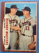1962 Topps Roy McMillan, Frank Bolling #211 Milwaukee Braves Baseball No Creases