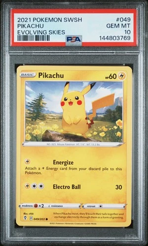 2021 POKEMON SWORD & SHIELD EVOLVING SKIES #049 PIKACHU PSA 10