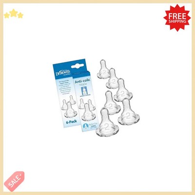 Dr. Brown s Natural Flow Level 2 Narrow Baby Bottle Silicone Nipple, Medium Flow