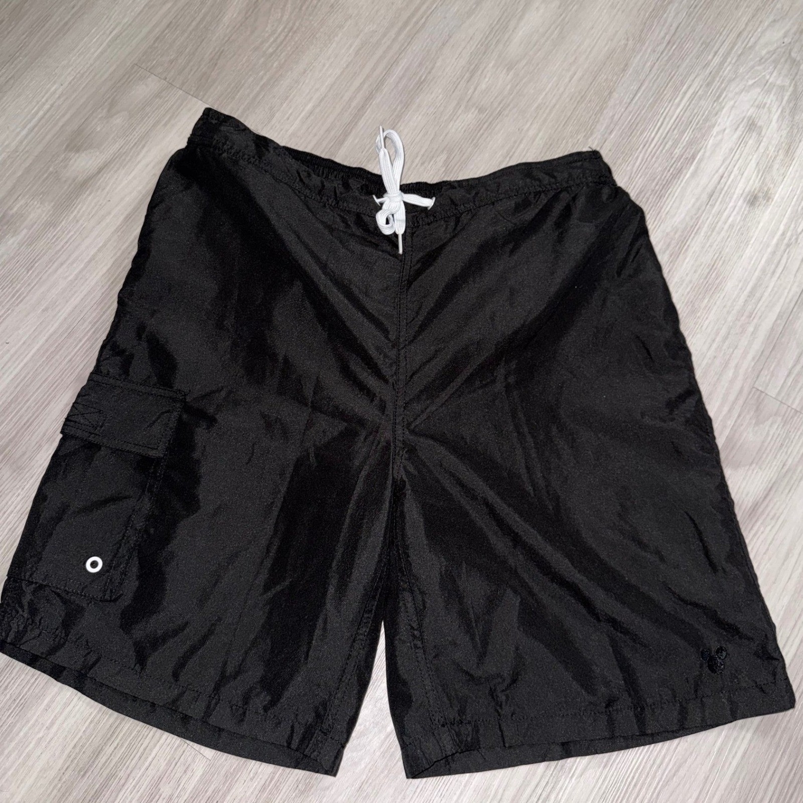 Disney Parks Mens Mickey Mouse Swim Trunks Black Cargo Pocket Board Shorts Large