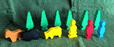 Wood Train Accessories Lot of 13 Wood Trees Animals People