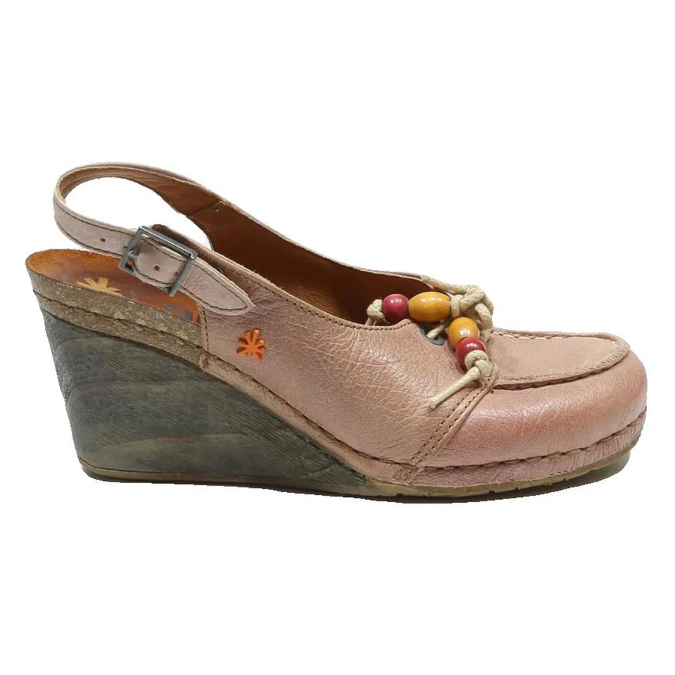 ART Escarpins Compensés Slingback Cuir Rose Taille UK 5 Femme - Photo 1/4