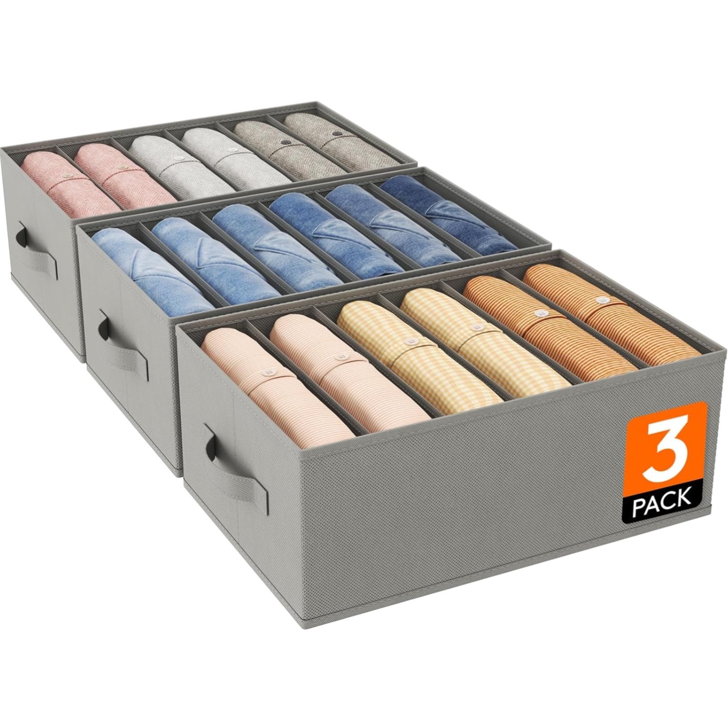 Boîtes rangement vêtements pliables Lifewit gris lot de 3 organisateurs de dressing
