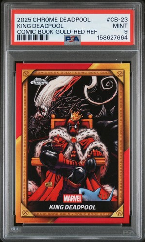2025 TOPPS CHROME DEADPOOL COMIC BOOK GOLD RED REFRACTOR KING DEADPOOL 1/5 PSA 9