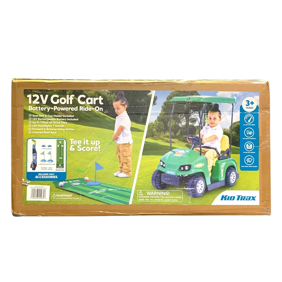 Flybar Kid Trax 12V 高尔夫球车电池供电骑乘和练习高尔夫套装 — 第 2/4 张图片