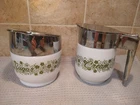 Gemco Pyrex Corelle Spring Blossom Crazy Daisy Cream Sugar Set Vintage MCM USA