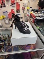 1p8862 Lady's Black Glitter Dance Shoes 2.5" heel closed toe ,size:US3w UK1w