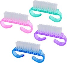 4 Pack Handle Grip Nail Brushes, Colorful Mini Fingernail Brush, Hand Scrub