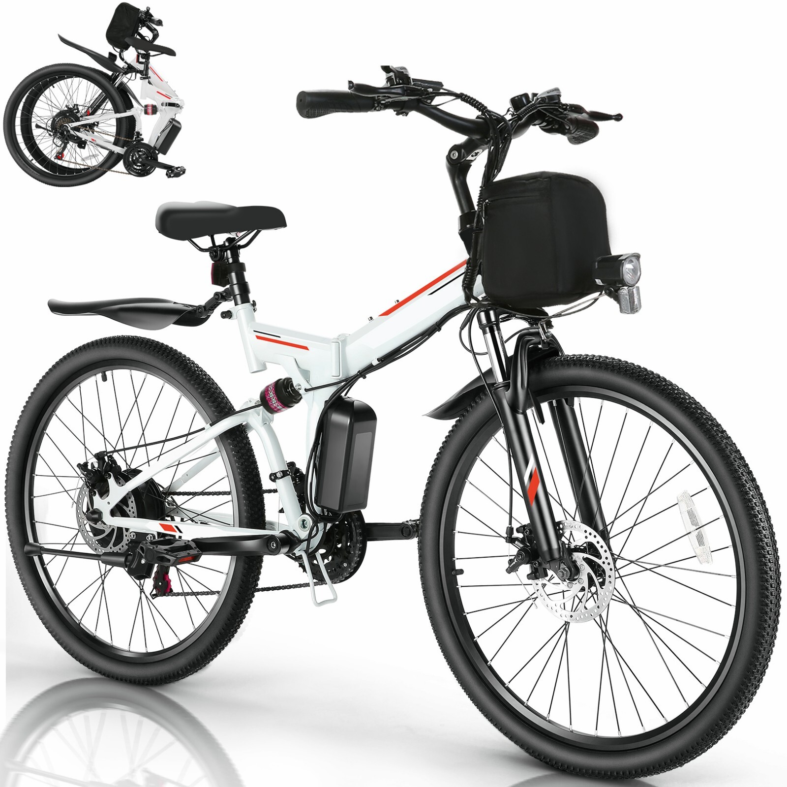 26" Electric Bike 500W 48V Folding E-bike Mountain Bicycle w
