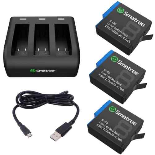 Smatree Battery Kit USB Charger for GoPro HERO 3 3+ 4 5 6 7 8 9 10 11 Go Pro Set - Picture 1 of 61