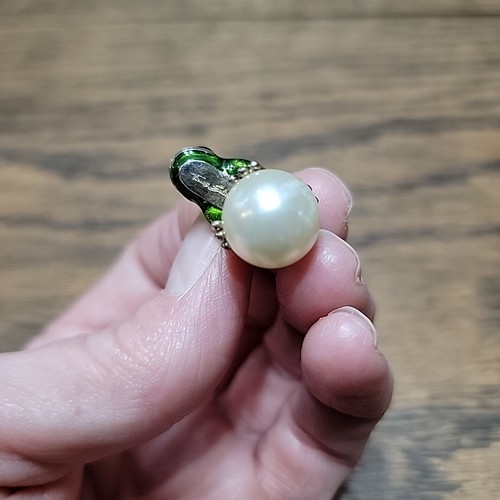 Thomas Sabo Frog On Faux Pearl Prince Pendant Charm Signed Green Enamel Cute - Picture 7 of 13