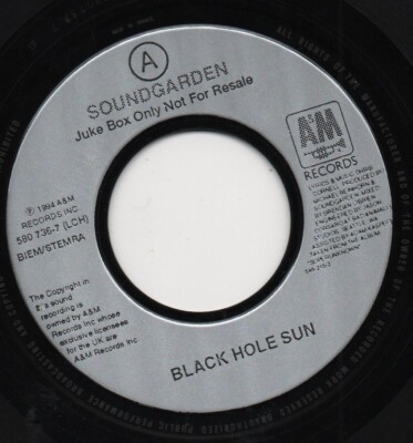 Soundgarden Schwarzes Loch Sonne * Löffel 1994 UK A&M SILBERINJEKTION 7'' JUKE BOX 45