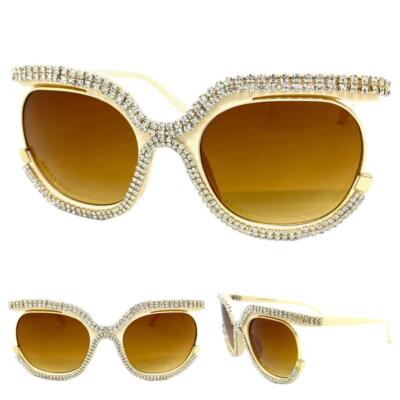 Retro Cream Fashion Sunglasses Cream Frame PEACH Topaz Tint Lense Retro Heart 80s Style  main image 2