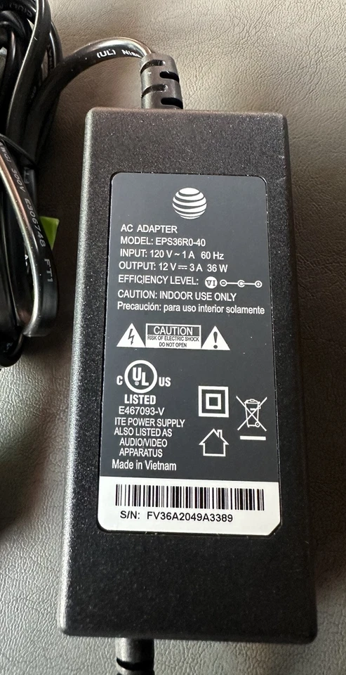 BGW210 BGW-210 Power Supply For At&T Modem Fiber Optic Internet WiFi ATT Router - Image 2 of 3