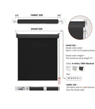 HomeBox Blackout Roller Blind 21"x72" - Black X0037QHNHX