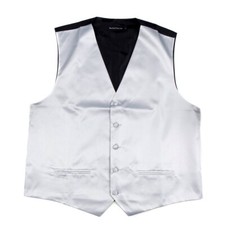 Men's Solid Silver Satin Tuxedo Vest Formals Weddings Proms Waistcoat