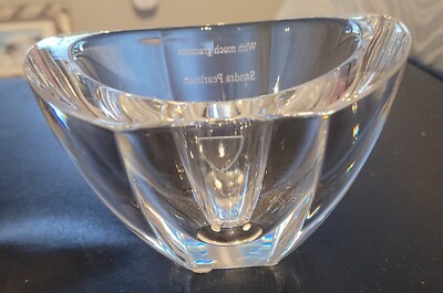 ORREFORS of Sweden BOWL DISH Solid Heavy Signed Crystal Glass Faceted  Vintage