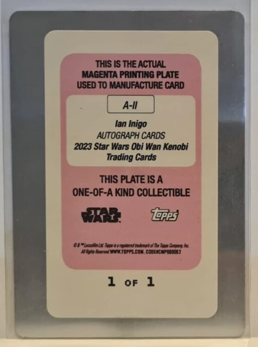 Star Wars Obi-Wan Kenobi PRINTING PLATE Auto A-II Ian Inigo as Niano Organa 1/1 - Image 2 of 2