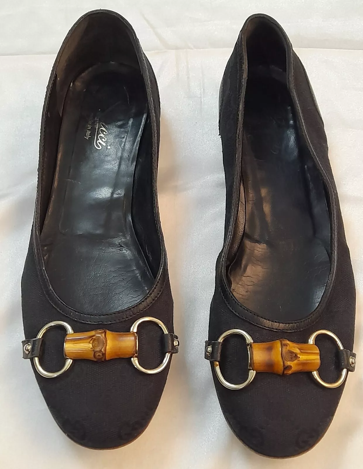 Ballets plats Gucci GG toile mors de cheval 39EU