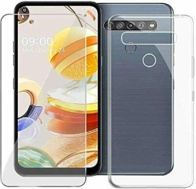 For LG K61 TEMPERED GLASS SCREEN PROTECTOR + CLEAR SILICONE TPU CASE COVER