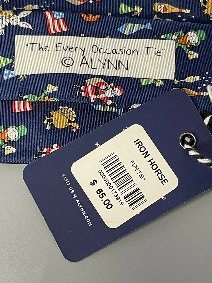 Галстук Alynn Iron Horse Fun Tie The Every Occasion новый с ценниками 100% шелк темно-синий - Изображение 3 из 4