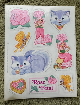 Vintage 1983 Rose Petal Place Cartoon Stickers Unused Loose Sheet