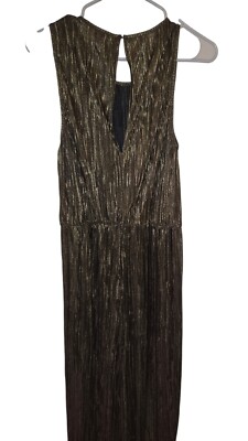 BCBG Maxazria Pleated Metallic Evening Gown 