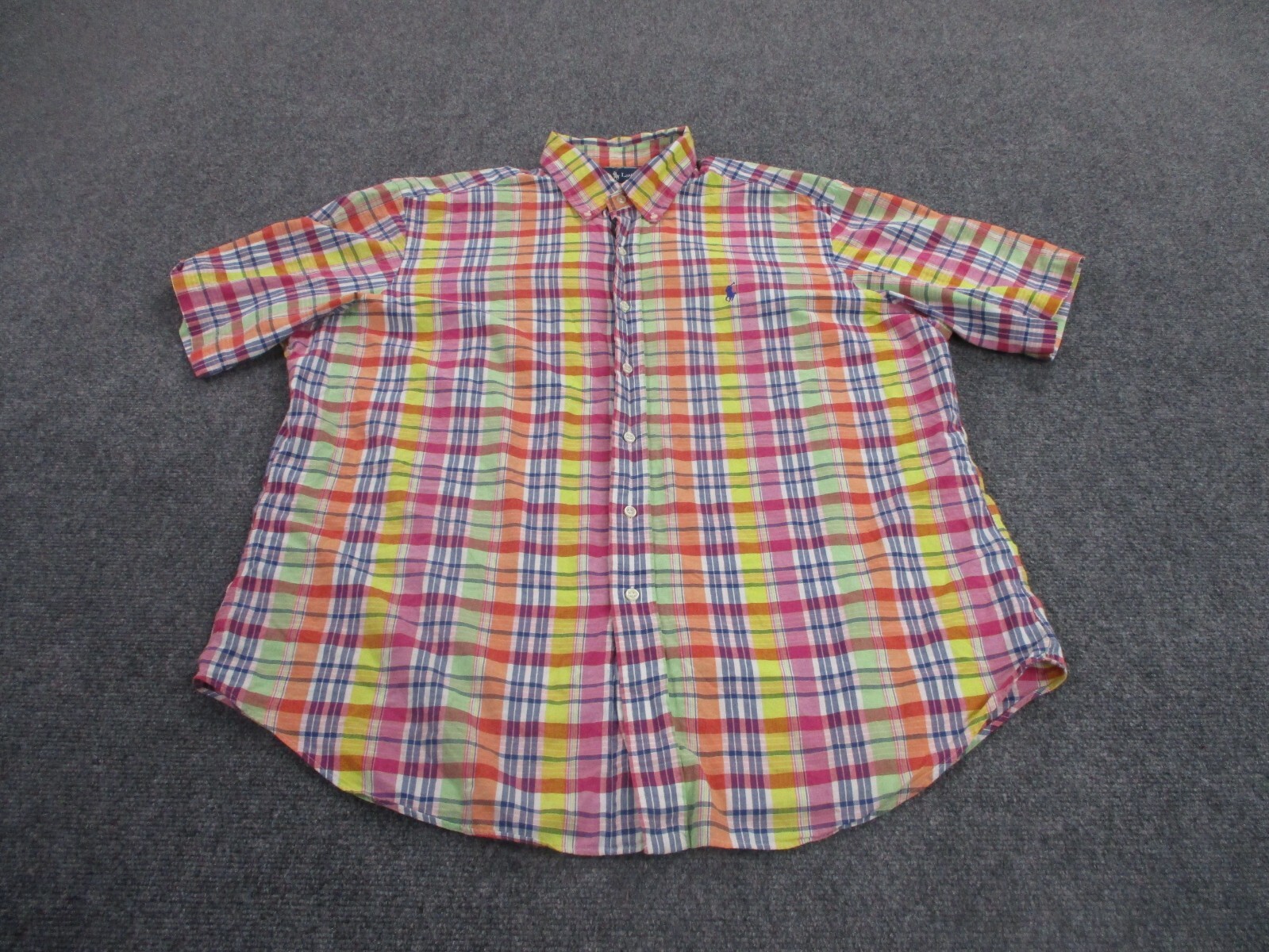 Camicia Ralph Lauren adulto XL colorata a quadri business pony vestibilità classica casual uomo