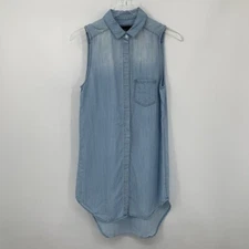 Rails shirtdress dress sleeveless chambray denim faded blue button shift Small