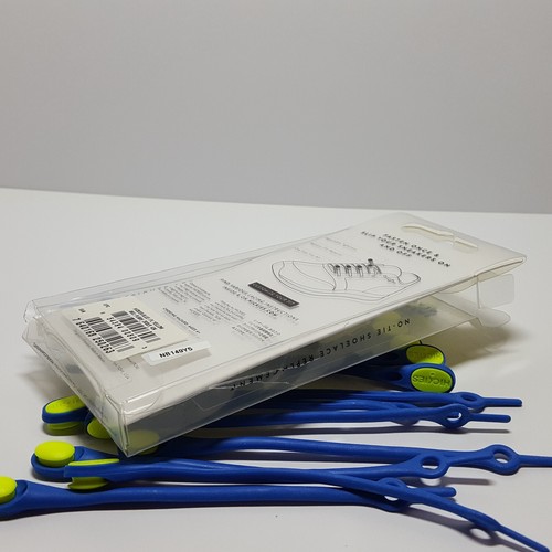 HICKIES No Tie Shoe Elastic Lacing System BLUE & FLORESCENT YELLOW Pack 14 Laces - Picture 6 of 7