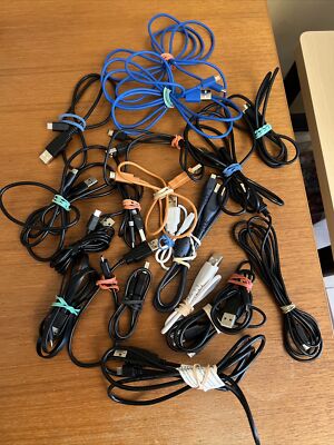 Lot Of 20 Assorted Usb-A To Micro-usb Cables - Various Lengths And Brands