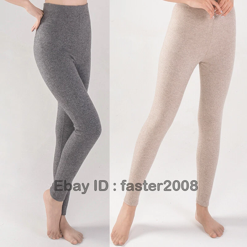 Womens Knited Wool Cashmere Thermal Underwear Leggings Warm Long Johns Pants