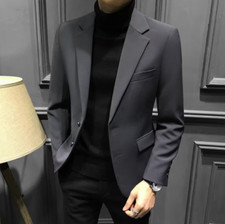 Mens Suit Jackets Casual Two Button Slim Fit Blazers Suit Wedding Party Coat