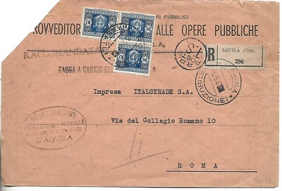 1947 RECOMMENDED BY TAXED EAGLE WITH 10L X3 LUOGOT. LATE USE IN ROME