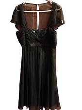 **$$Reduced***Little Black Party Dress Size 14 Ruched Bust Sheer Silk /Lined
